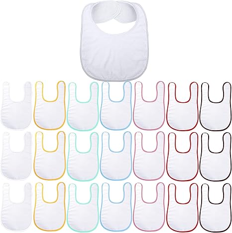 20 Pieces Sublimation Blanks White Bibs for Baby Decorating Washable Reusable