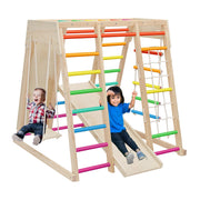 7 in 1 Pikler Indoor Playground Jungle Gym Playset, Wooden Montessori Climber