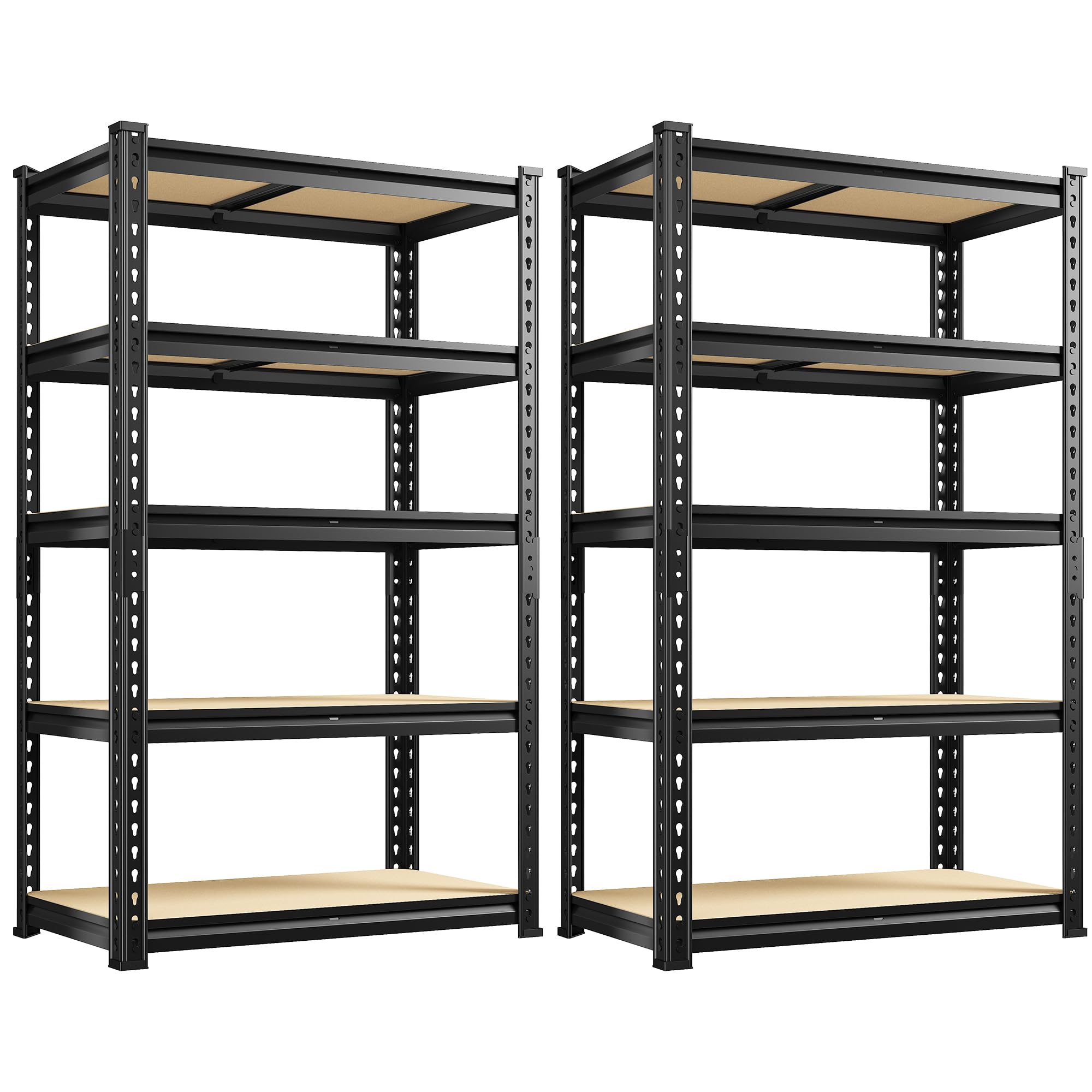 5-Tier Heavy Duty Metal Storage Shelves Set of 2