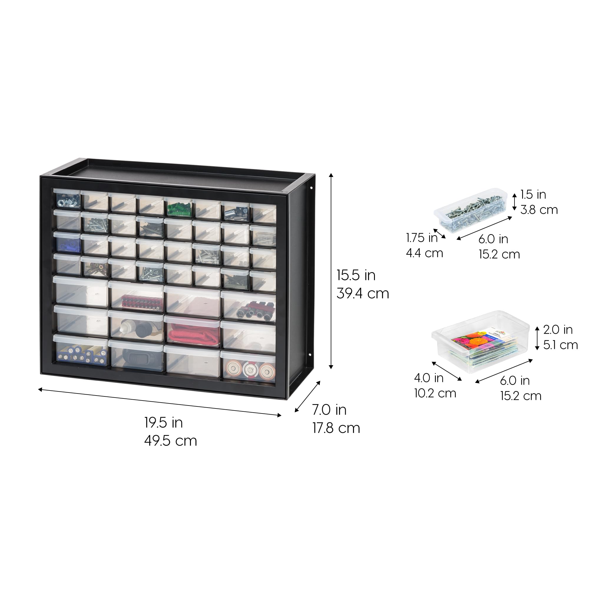 44-Drawer Small Parts Storage Cabinet - Stackable Hardware Organizer