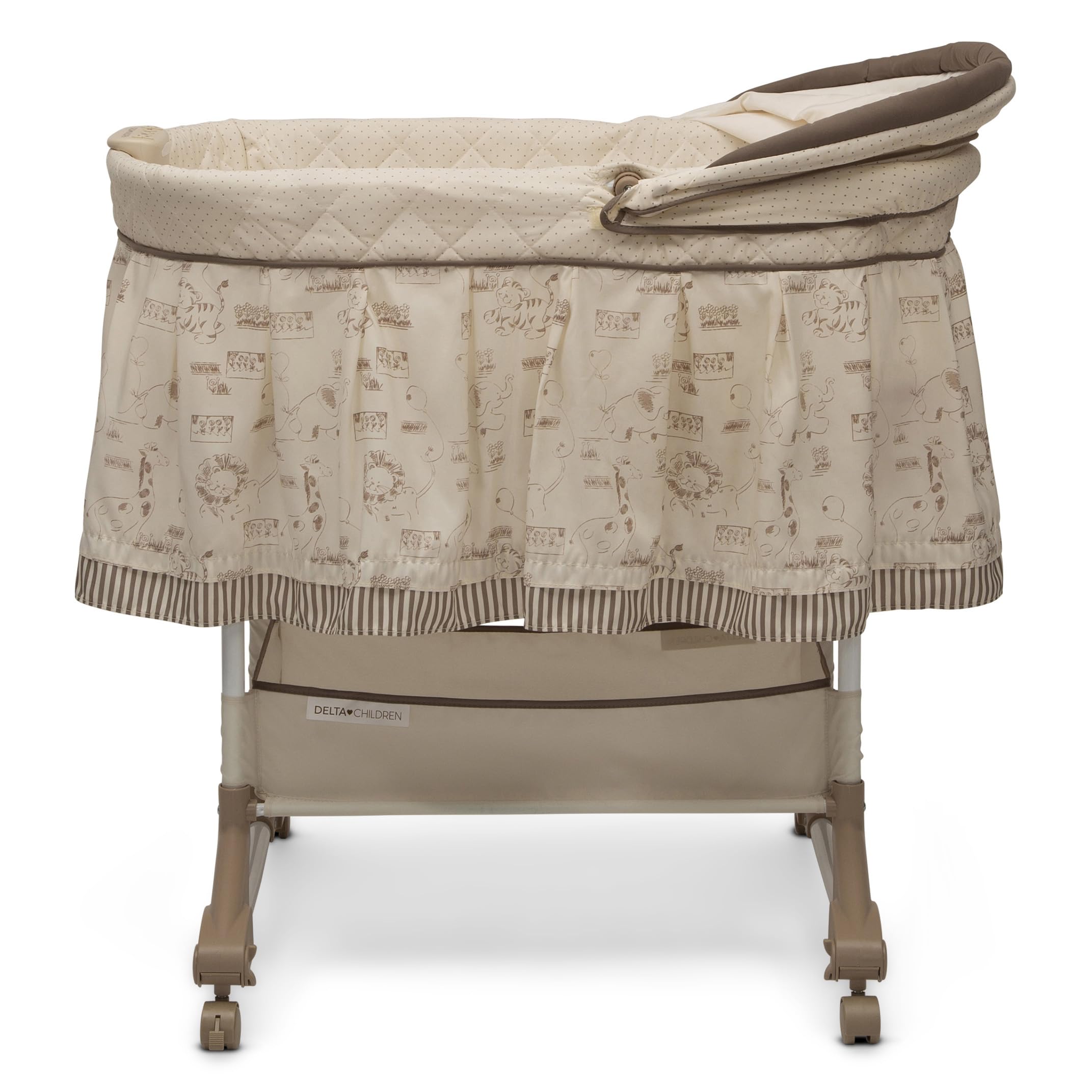 Rocking Bedside Bassinet - Portable Crib with Lights Sounds