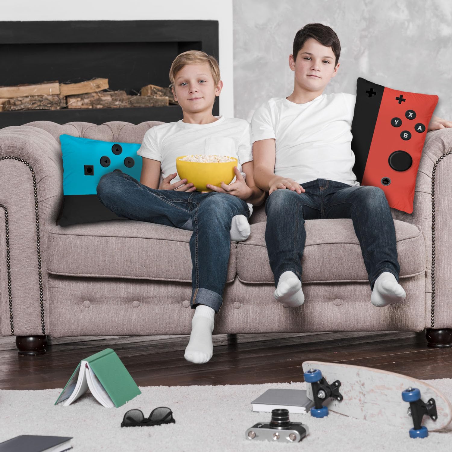 Set of 2 Throw Pillow Cases- Gamer Gifts for Teen Boys - Soft