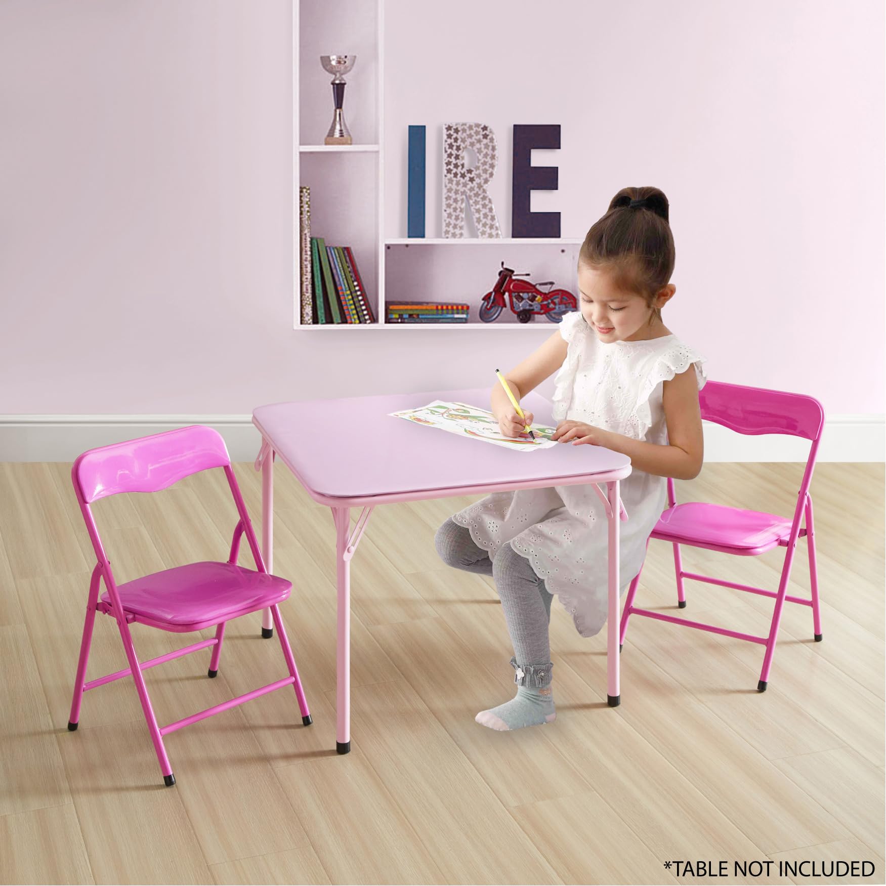 Kids Padded Folding Chairs Set of 2 Pink