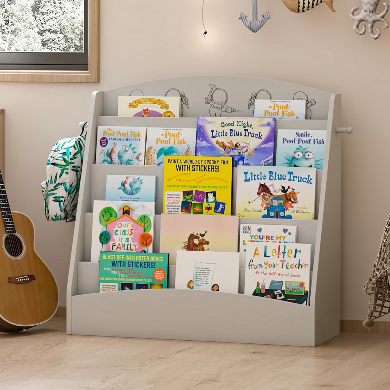 5-Tier Kids Bookshelf Montessori Toddler Book Rack
