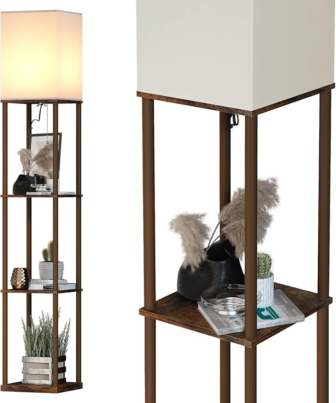 Modern Floor Lamp with Storage Shelves