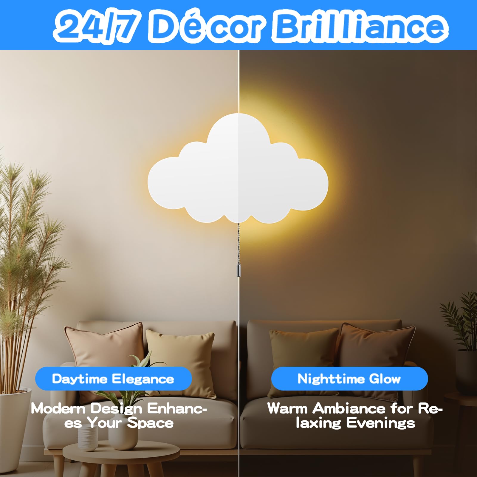 Cloud Light Battery-Powered Wall Lamp for Nursery and Kids Bedroom