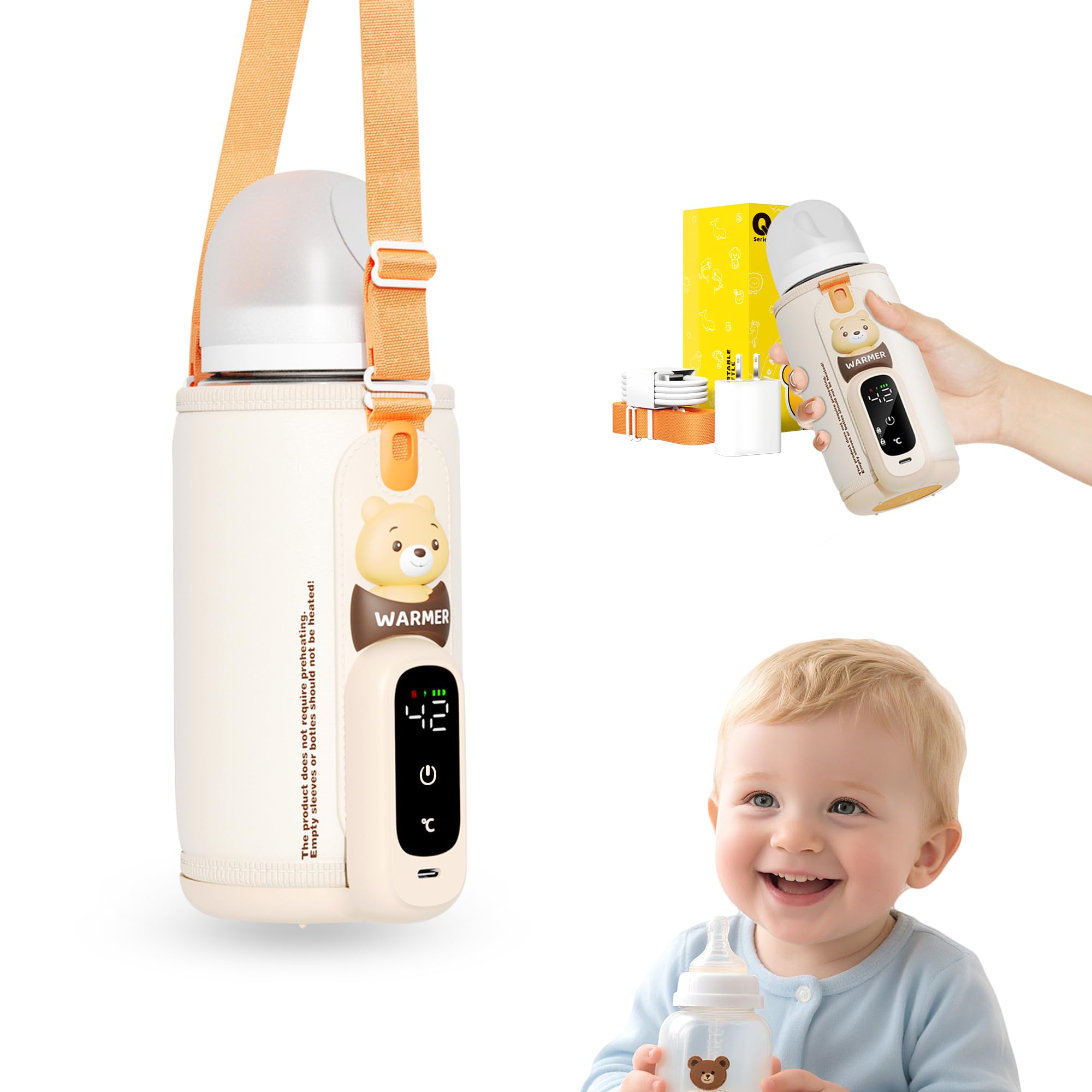 Portable Bottle Warmer for Breastmilk & Formula, Baby Rapid Milk Warmer