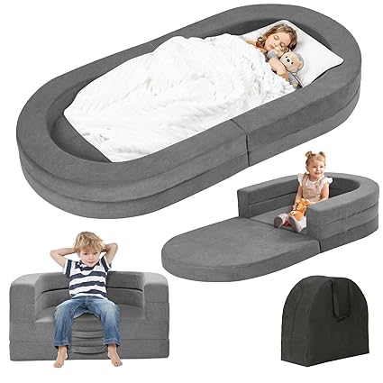 Travel Toddler Bed, 3-in-1 Portable Foldable Toddler Chair,Soft Foam Floor