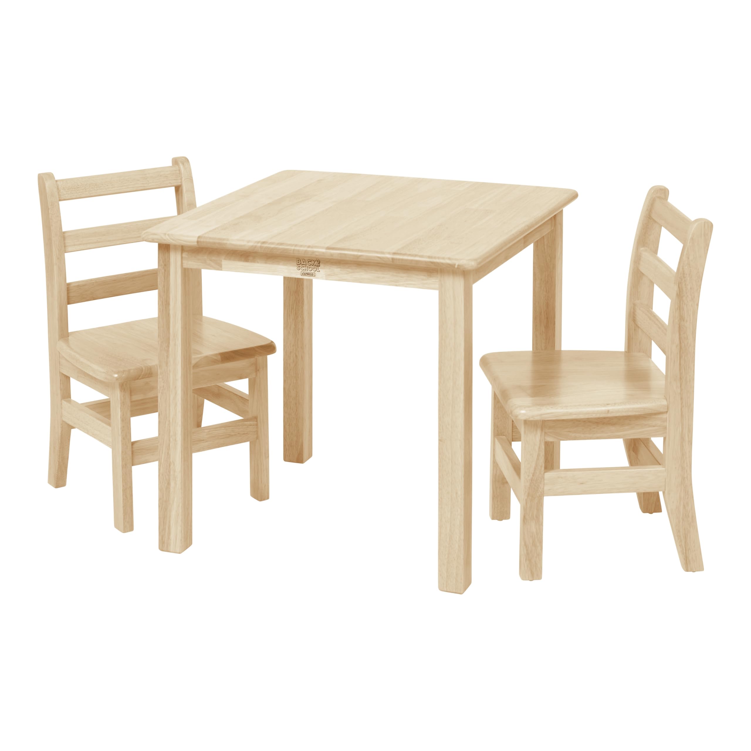 Kids Square Wood Table and Chair Set Natural 3-Piece