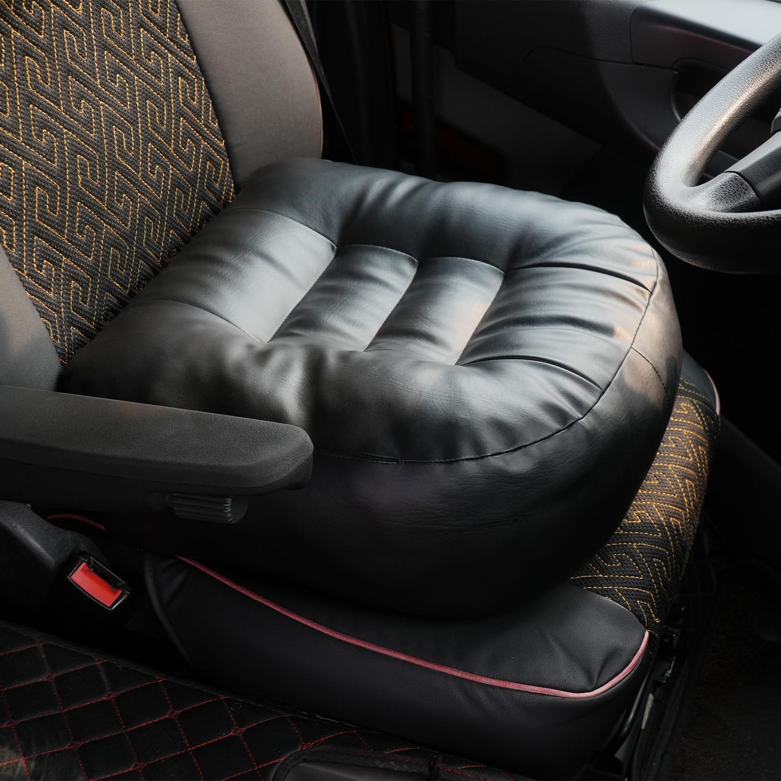 Super Thicken Leather Car Seat Cushion for Adults - Portable Angle Lift Seat Pad