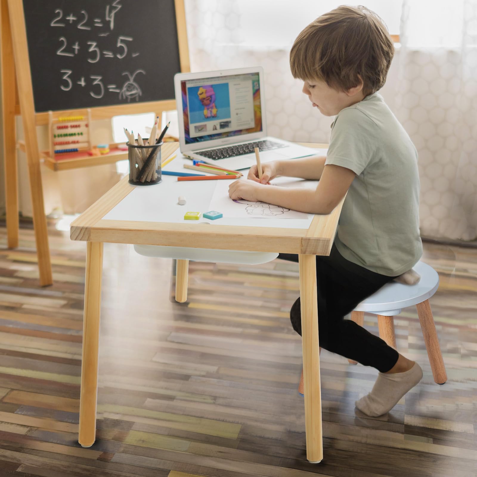 Sensory Table for Toddlers 1-3, Kids Table with 3 Storage Bins Writable Lids
