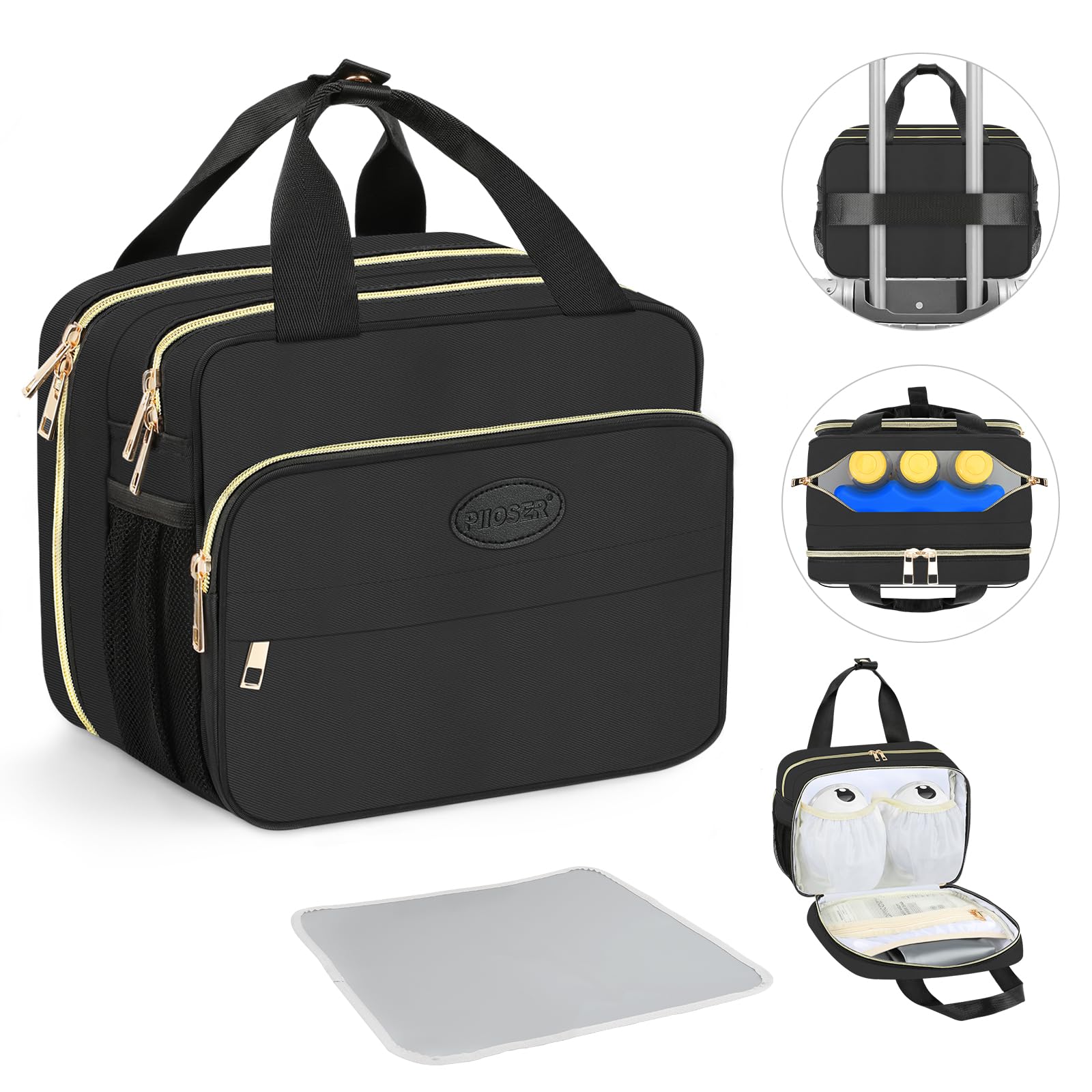 Insulated Baby Bottle Bag with Ice Pack, Breastmilk Cooler Compatible