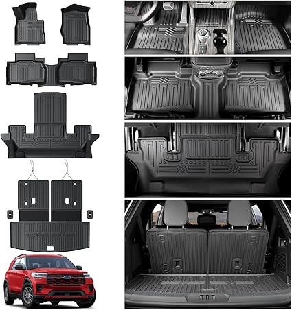 Ford Explorer Floor Mats Set with Cargo Liner and Backrest Mat