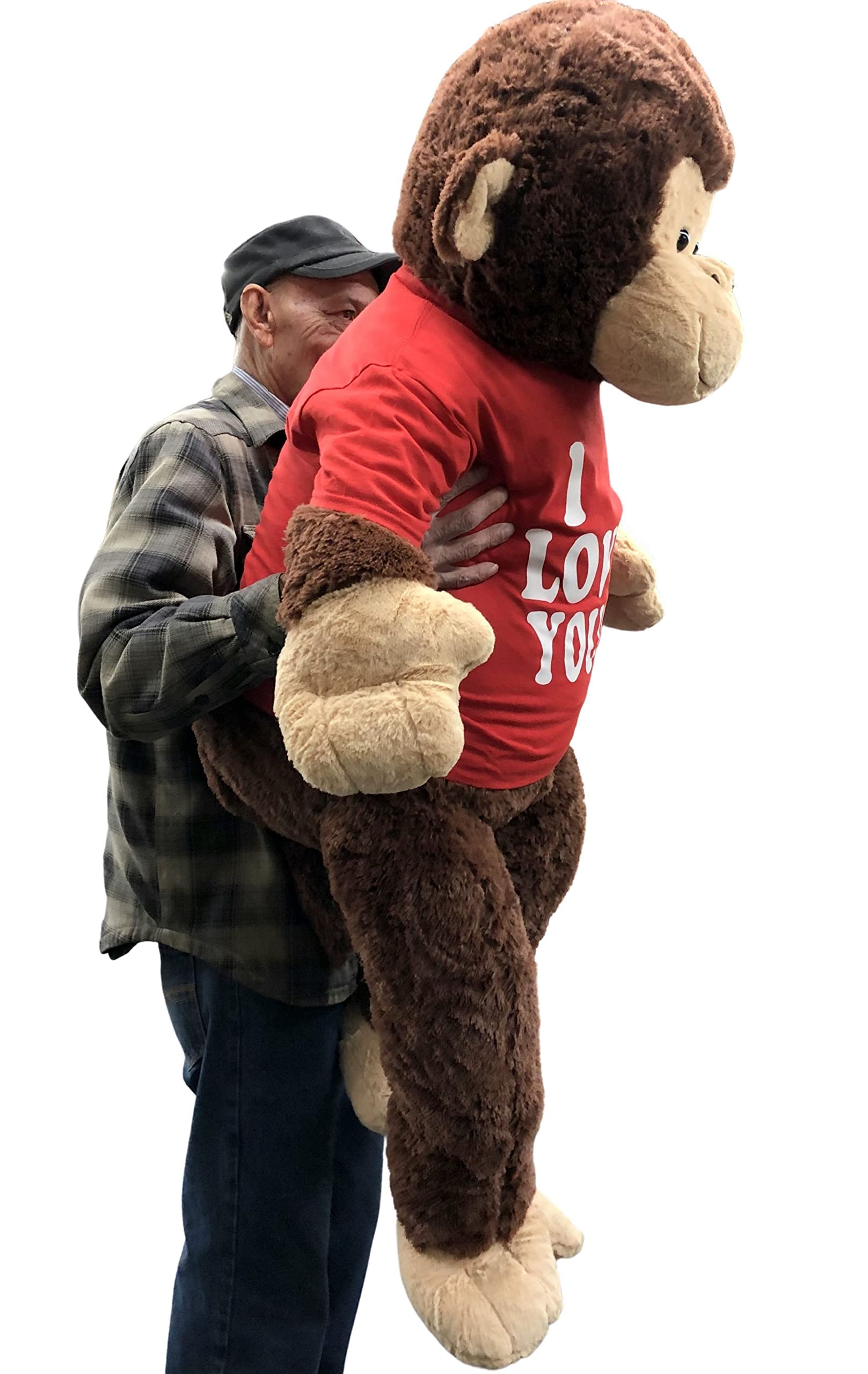 Giant Stuffed Monkey with I Love You Shirt - Large 4-Foot Extra-Soft Animal