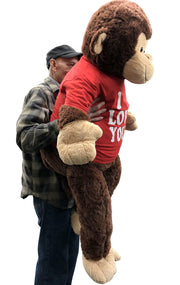 Giant Stuffed Monkey with I Love You Shirt - Large 4-Foot Extra-Soft Animal