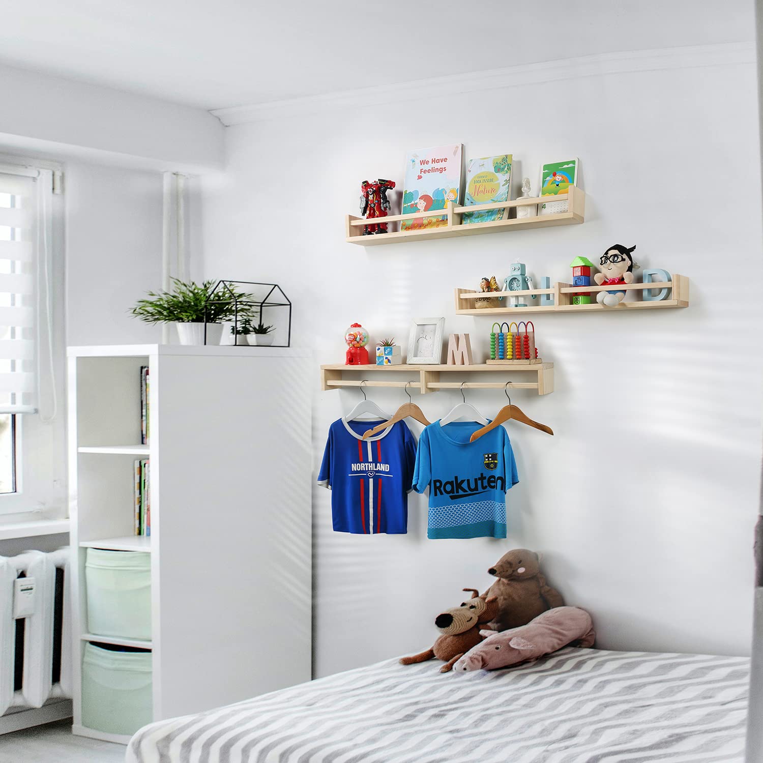Nursery Bookshelves Wall Mounted，32inch，Set of 3, Wood Floating