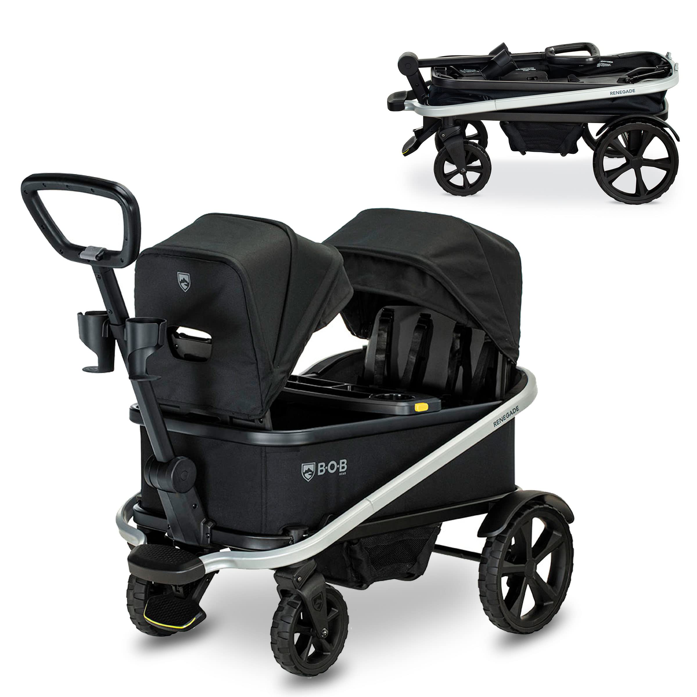 Renegade Canopy Stroller Wagon with 3 Seats, 5-Point Harness System, All-Terrain Tires