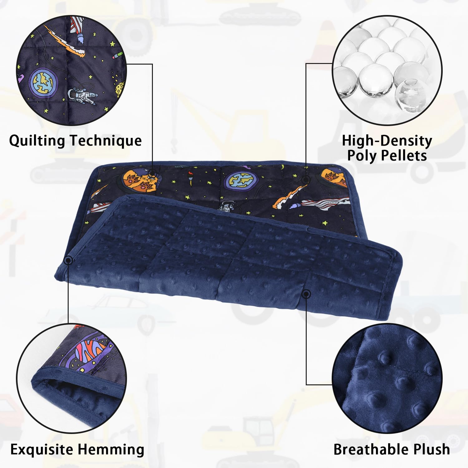 Weighted Blanket for Kids and Teens Navy Space 7 lbs