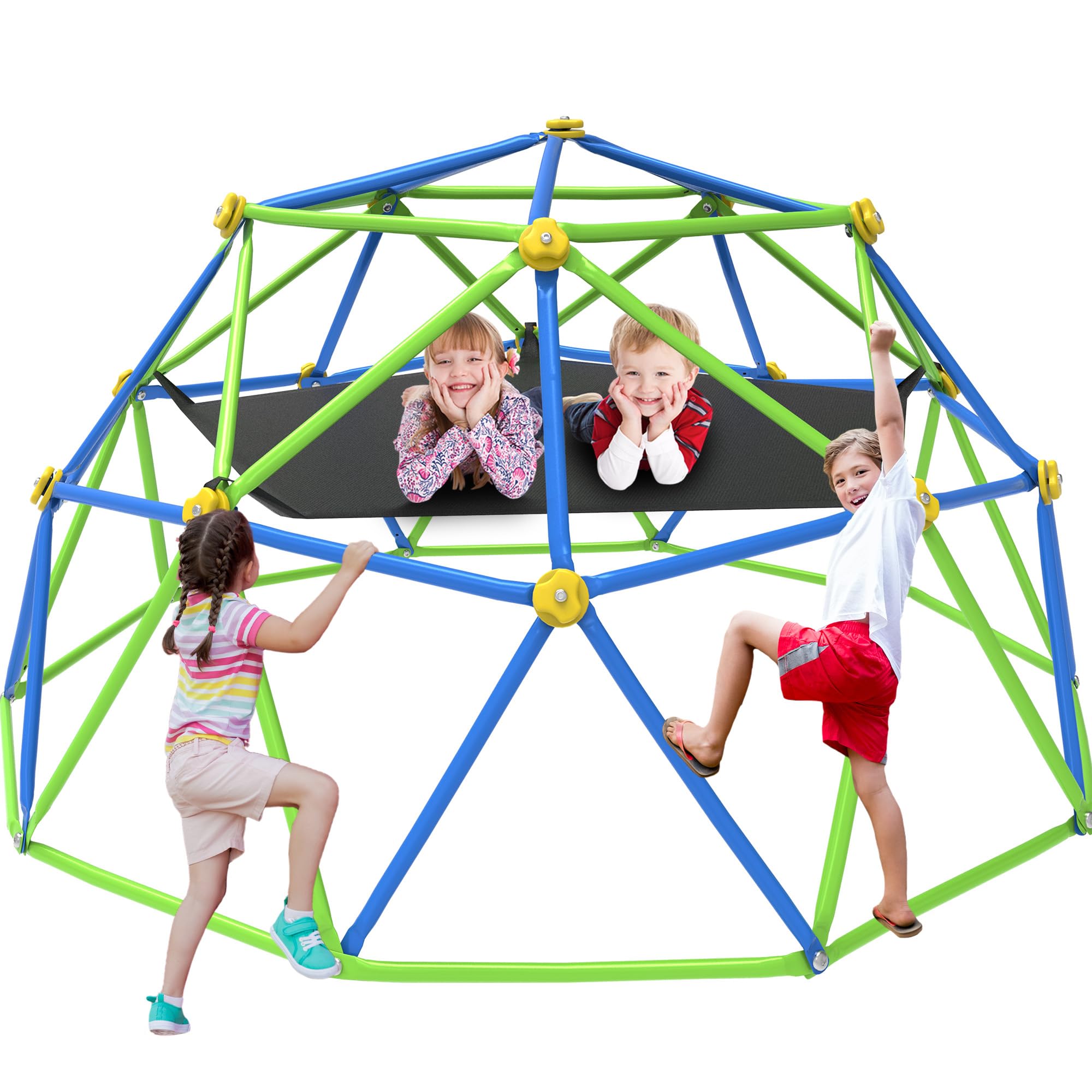 10FT Climbing Dome with Hammock, Outdoor Jungle Gym for Kids