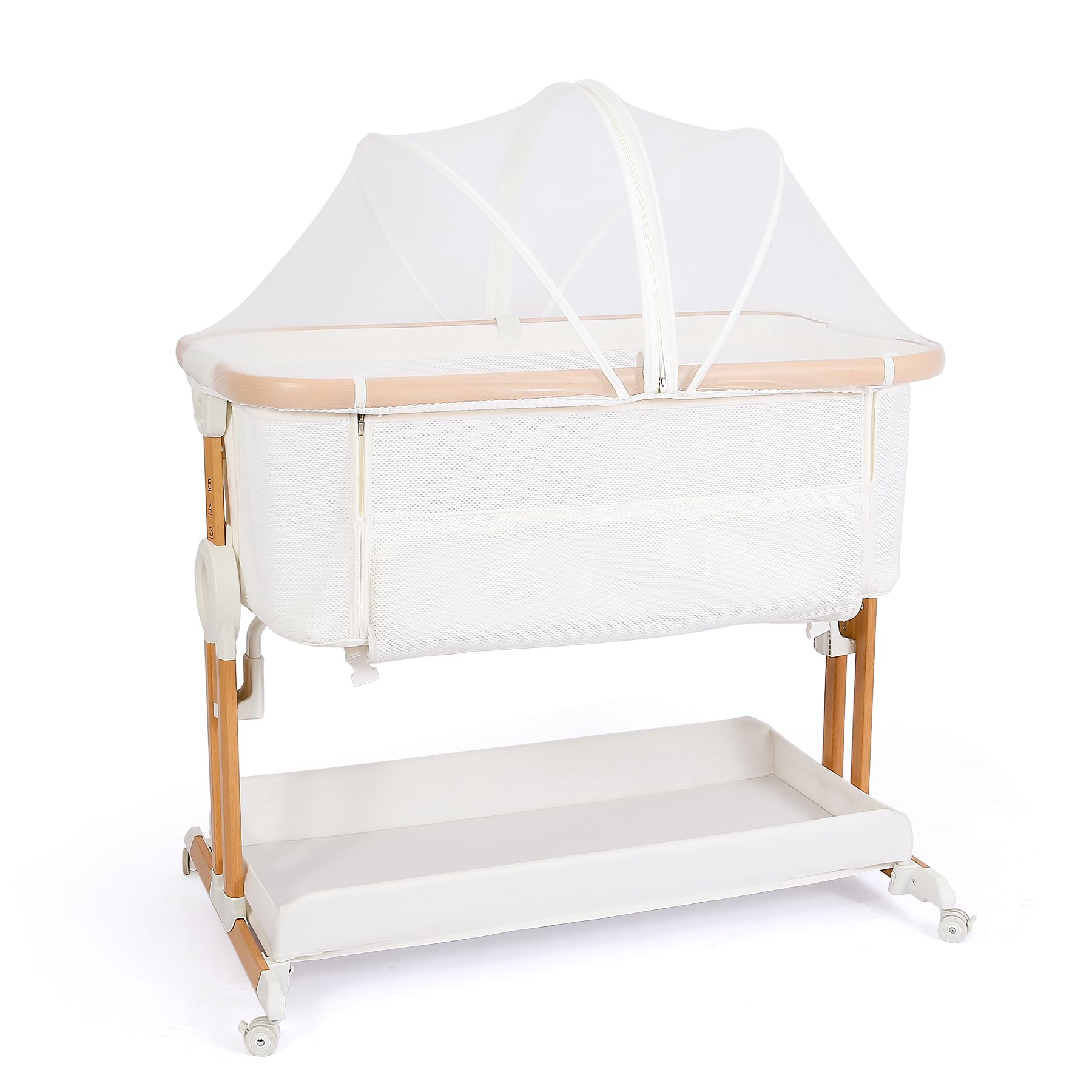 Baby Bassinet Bedside Sleeper 2 in 1 with Wheels