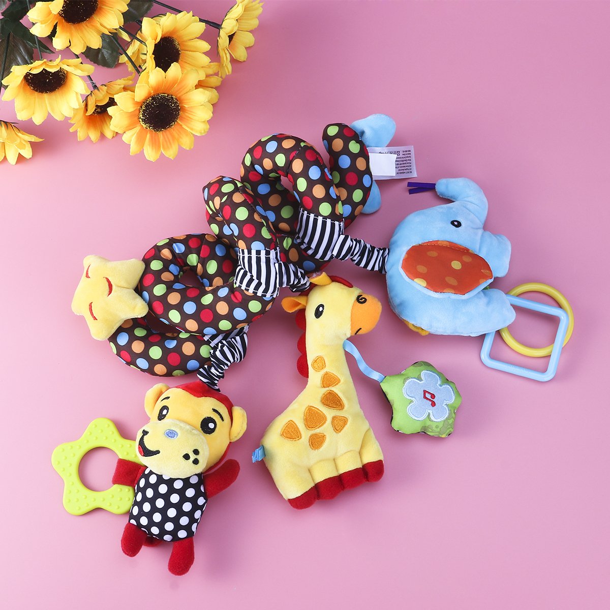 Car Seat Stroller Toys Kid Baby Spiral Bed Stroller Toy Monkey Elephant