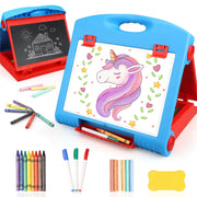 Tabletop Art Easel for Kids 3-in-1 Chalkboard Whiteboard Set