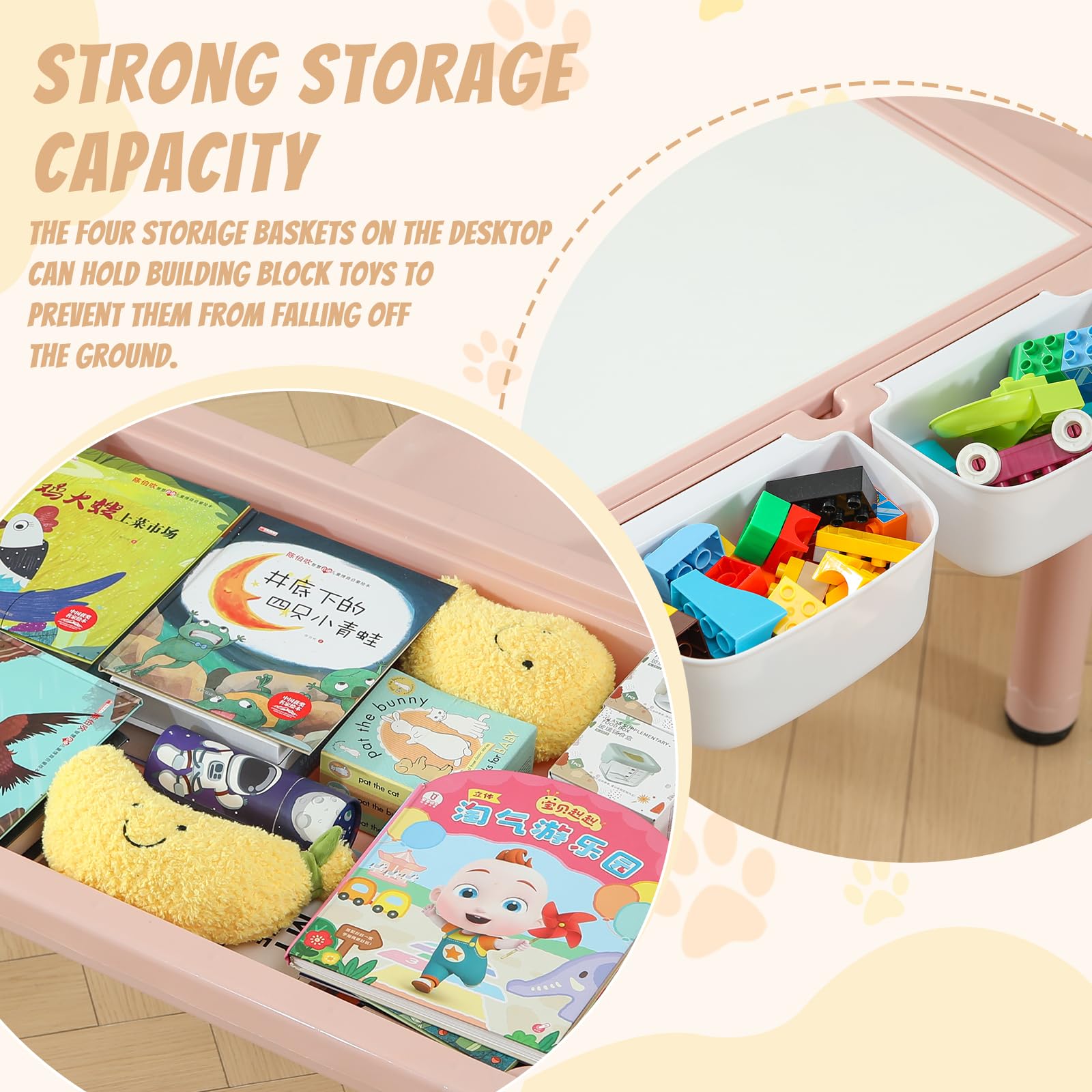 Multi-Functional Kids Table and Chairs Set with Storage