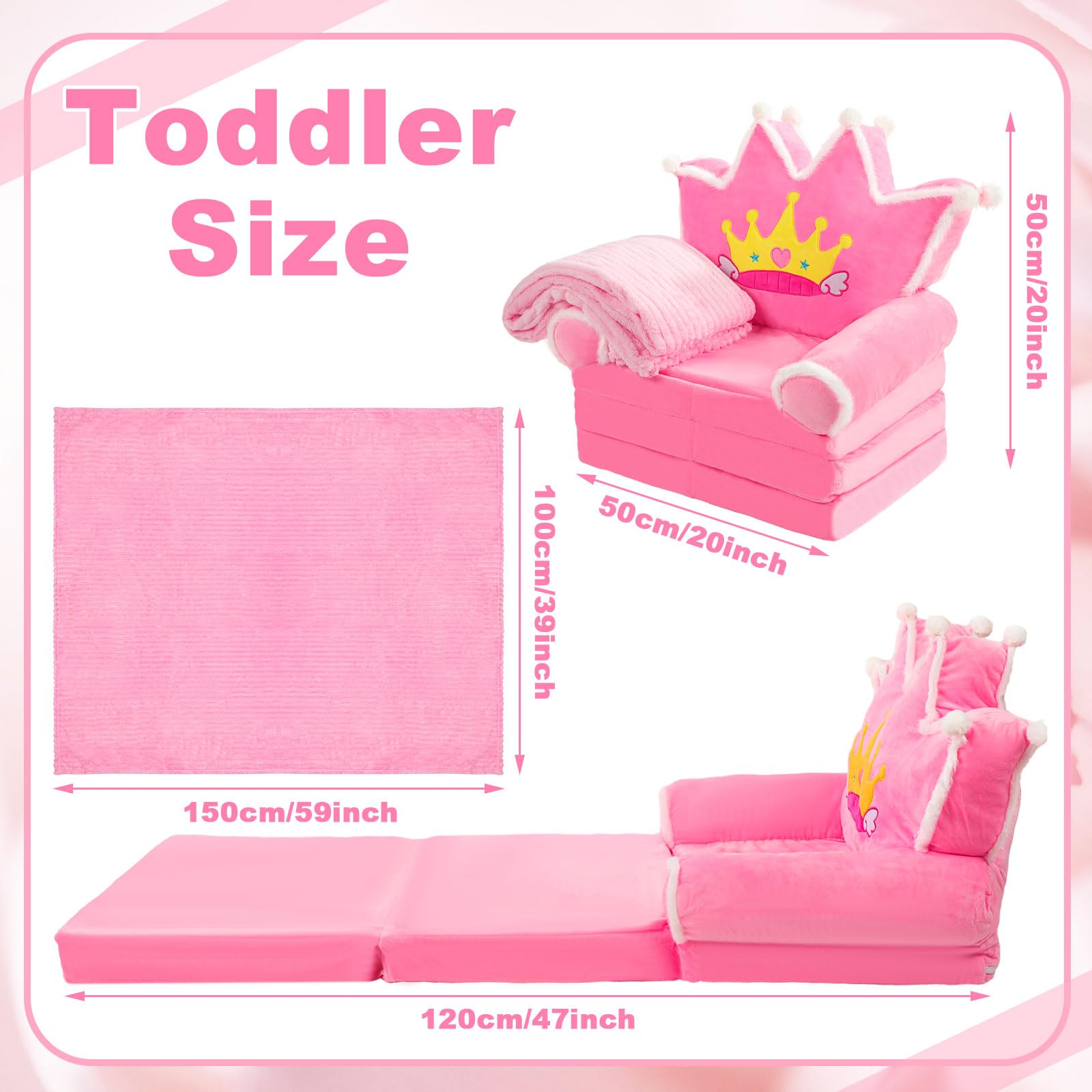 2-in-1 Convertible Toddler Couch with Blanket