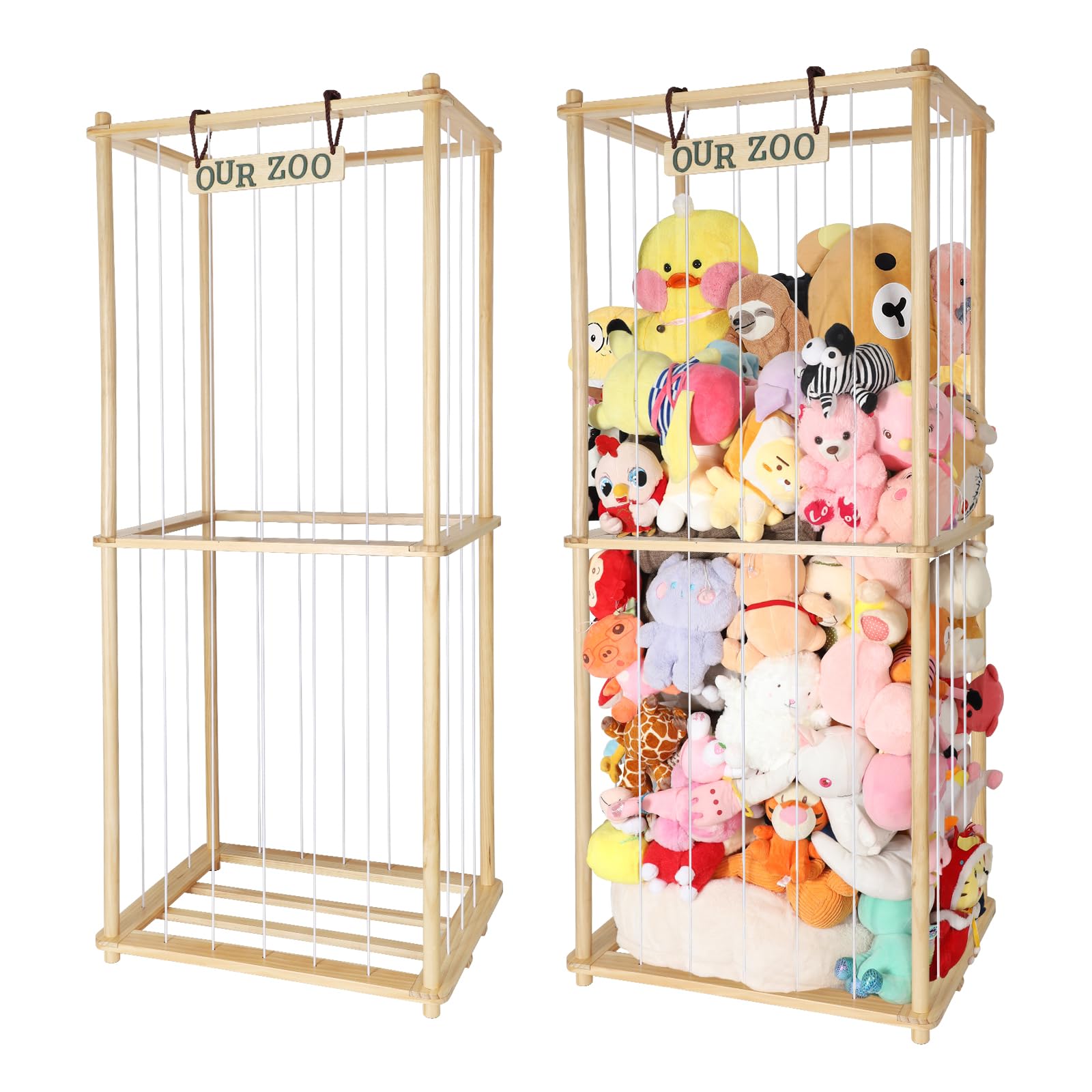 63” Large Stuffed Animal Storage for Children-Wood Plush Storage Organizer