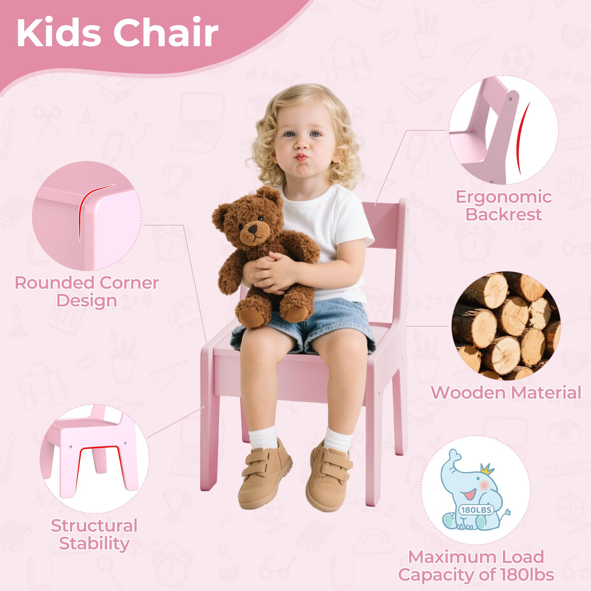 Height Adjustable Montessori Weaning Table and Chair Set for Toddlers Age 1-3