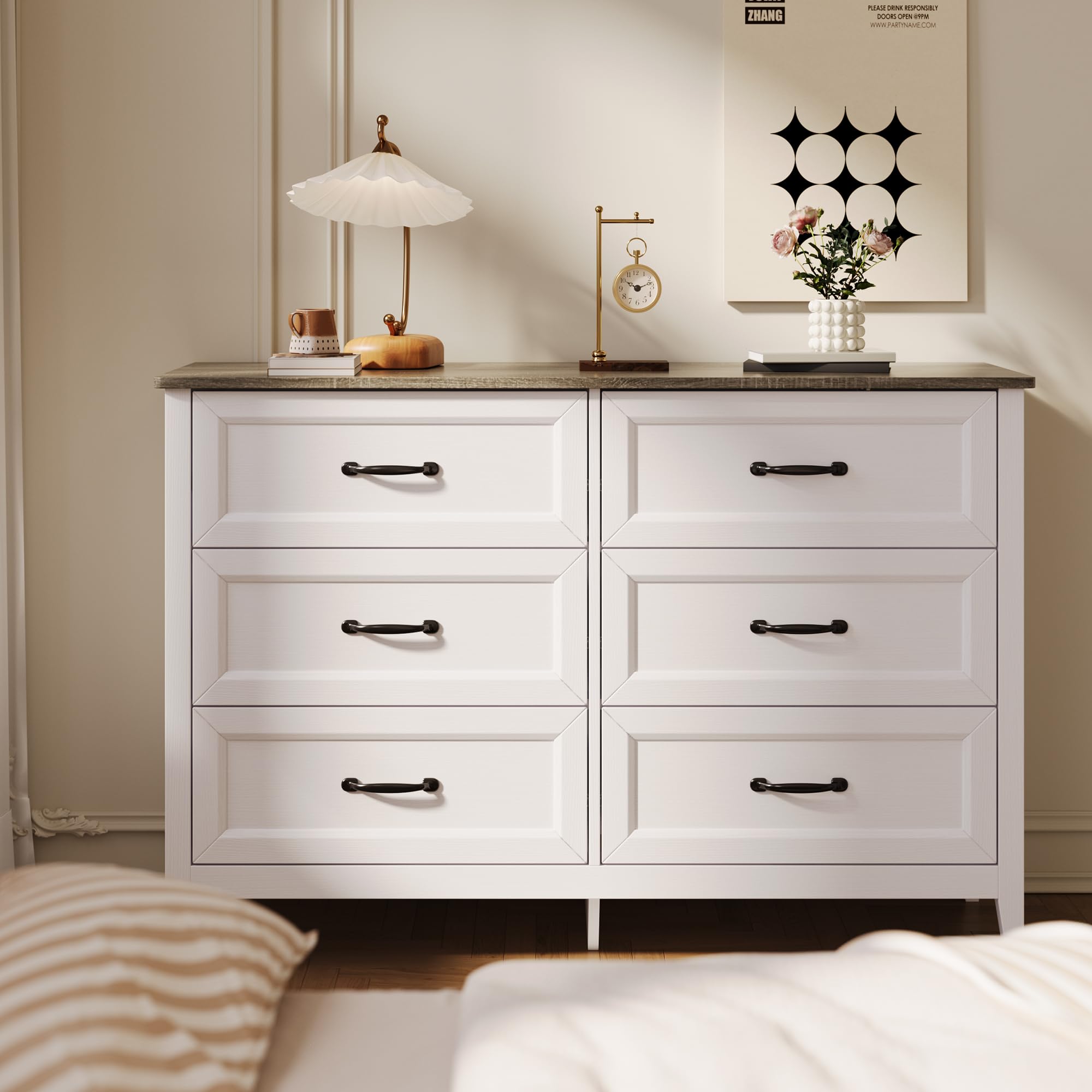 6 Drawer Dresser with Metal Handles