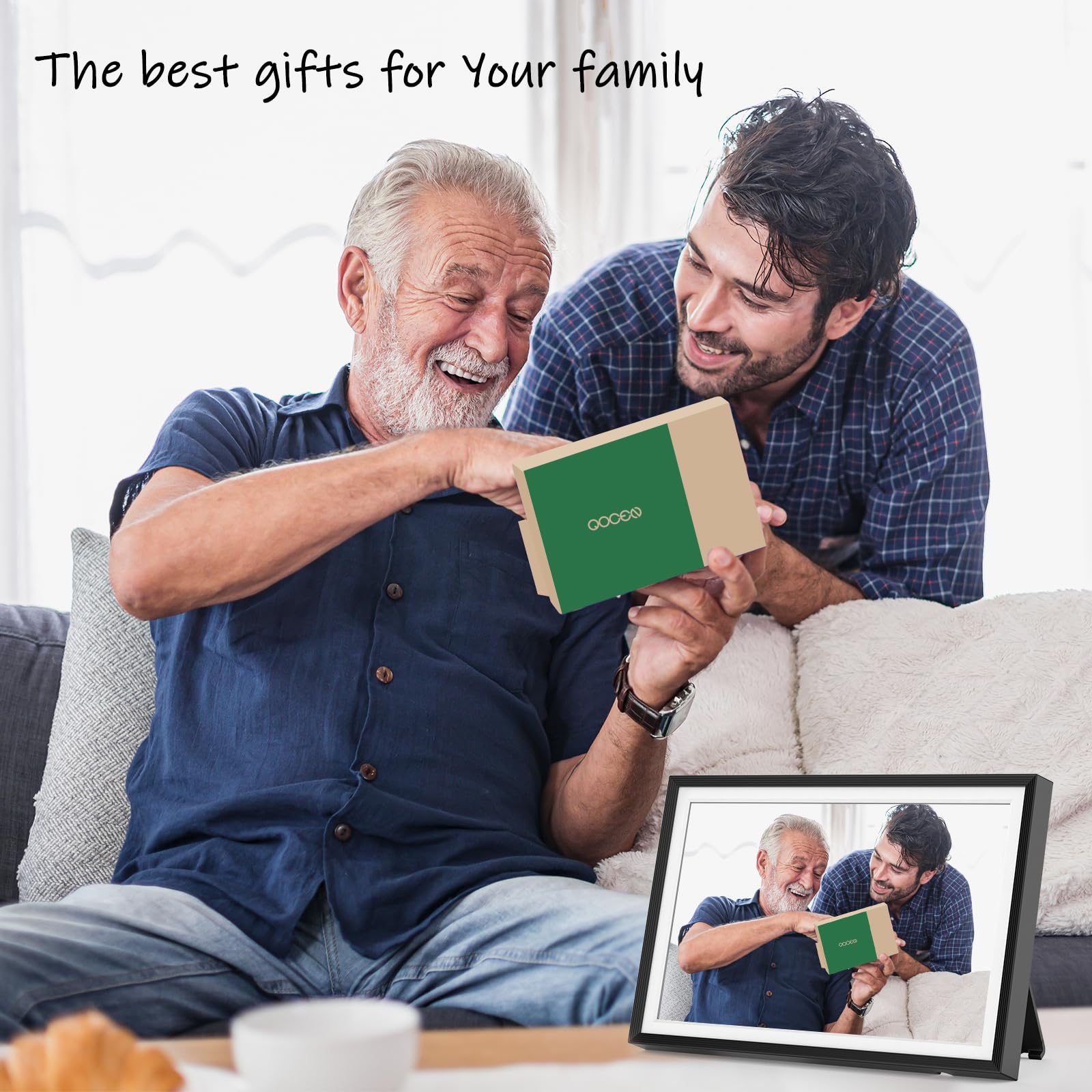QOCEN Frameo 10.1 inch Digital Picture Frame, Smart WiFi Digital Photo Frame with 32G Memory, HD Touch Screen, Auto-Rotate, Slideshow, Easy Setup, Share Photos and Videos Anywhere