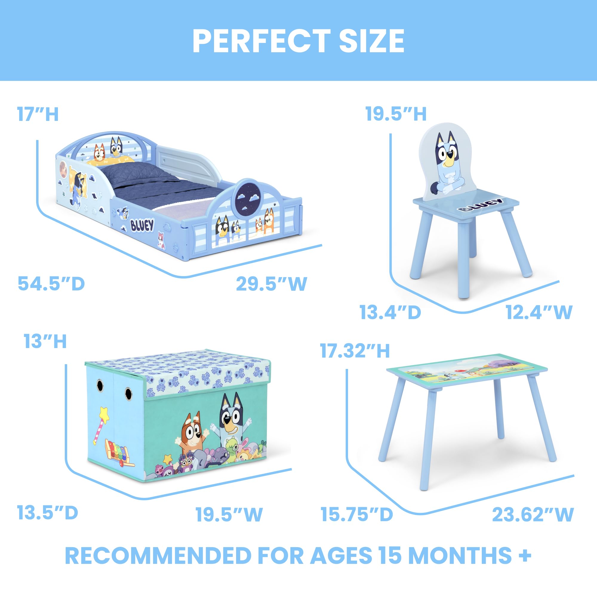 Bluey 4-Piece Toddler Room-in-a-Box Set – Includes Sleep and Play