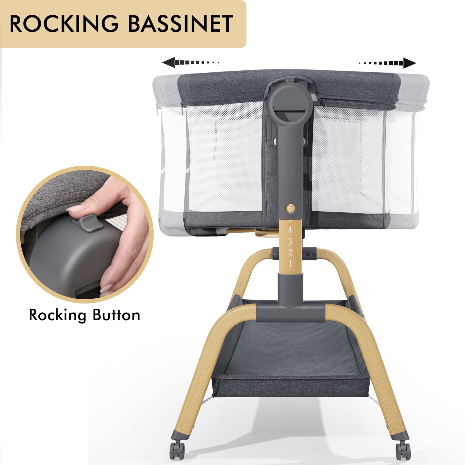 3-in-1 Bedside Bassinet with Adjustable Height