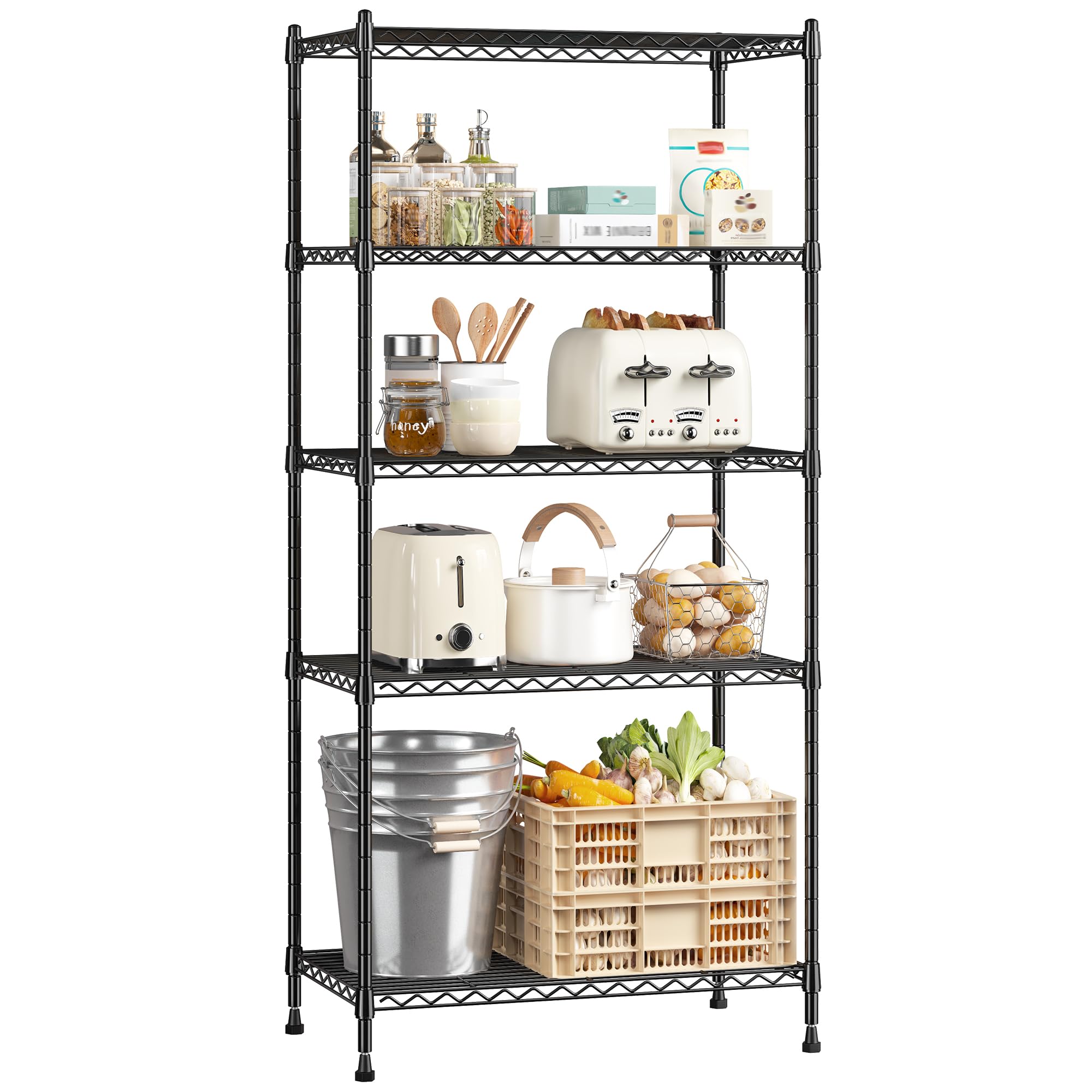 5-Tier Wire Storage Shelving Unit Heavy Duty Metal Rack