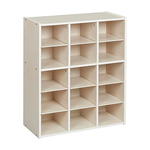 Streamline 15 Cubby Tray Storage Cabinet, 5x3, Classroom Furniture, Natural