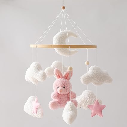 Baby Crib Mobile Bear Nursery Mobile for Boys Girls Teddy Velvet Mobile Nursery