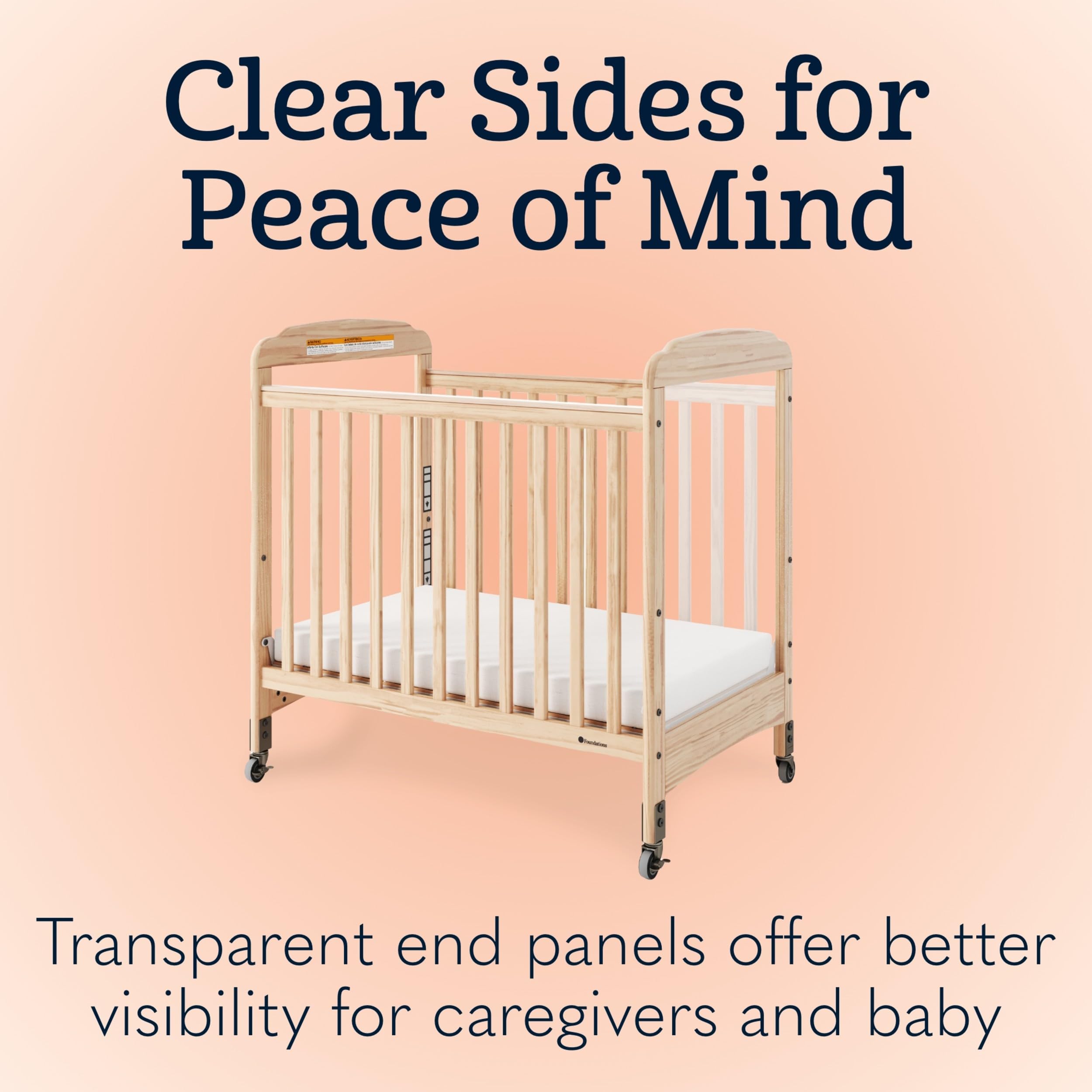 Compact Clearview Daycare Crib with Foam Mattress