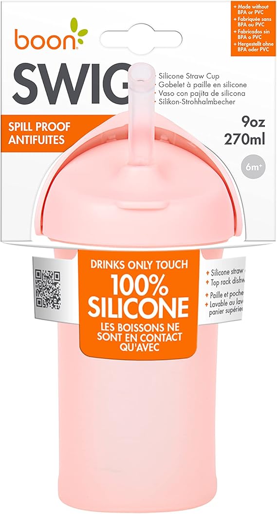 Swig Insulated Silicone Straw Sippy Cup - Flip Top Spill Proof Toddler Straw Cups