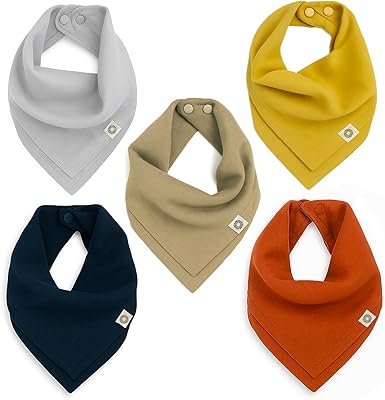 Indi Organic Cotton Bibs – 4-Way Reversible Muslin Bandana Bib Set for Boys & Girls