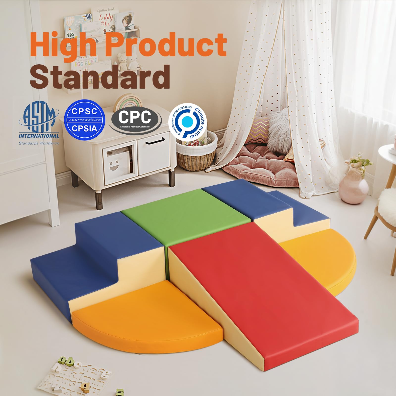 TODIBY 6-Piece Soft PU Leather Toddlers Climbing Toys, Baby Foam Climbing Blocks for Toddlers, Foam Play Gym Climber Structures for Toddler 3, Indoor Climb and Crawl Activity Play Set