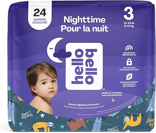 Nighttime Baby Diapers, Size 4, Ultra Absorbent and Hypoallergenic for Overnight Diapers