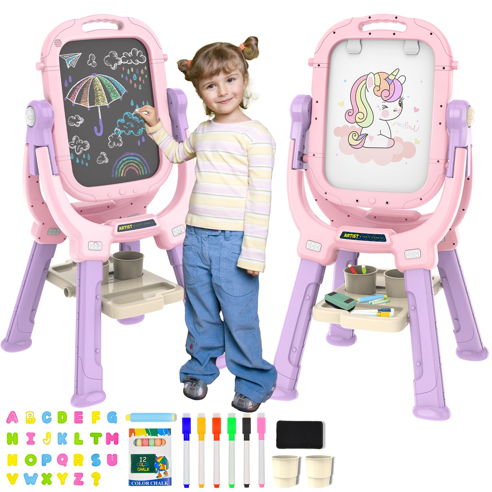 Double-Sided Magnetic Art Easel for Kids