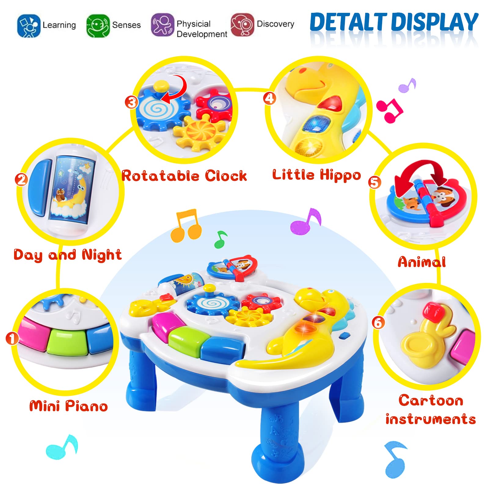 Musical Activity Table for Toddlers 12-18 Months with Learning Center