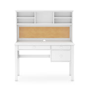 Madison Kids Desk and Chair Set with Hutch - White: Wooden Table with Storage Shelves