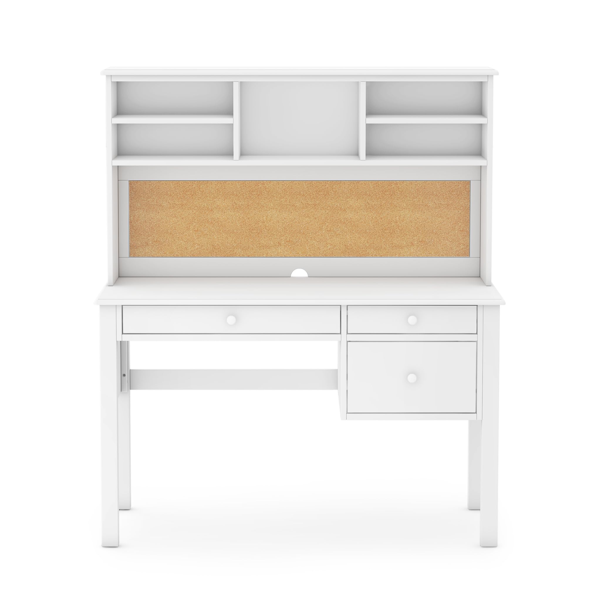 Madison Kids Desk and Chair Set with Hutch - White: Wooden Table with Storage Shelves
