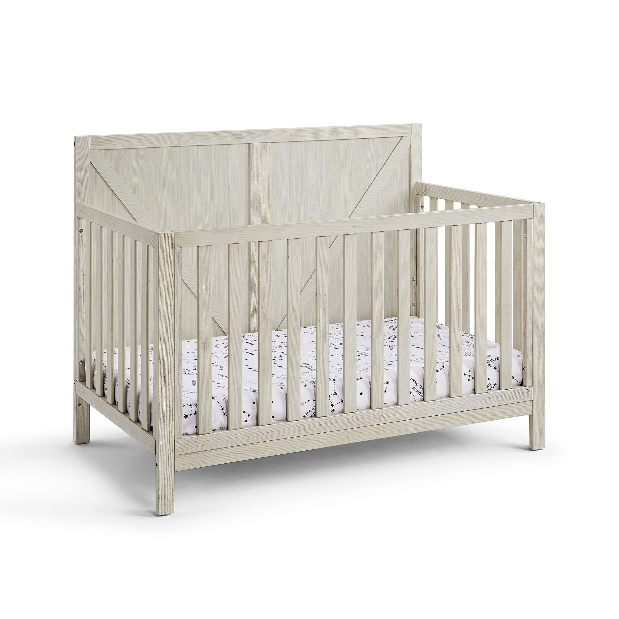 4-in-1 Convertible Crib in Washed Gray