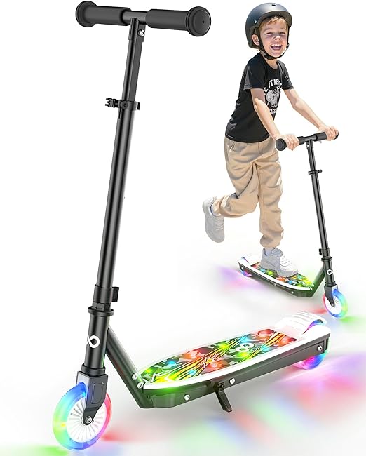 Kids Electric Scooter with LED Lights – 2-Level Adjustable Handlebar