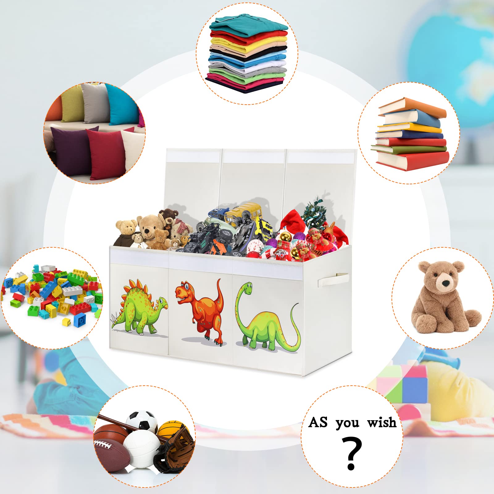 Large Foldable Toy Storage Organizer with Removable Divider