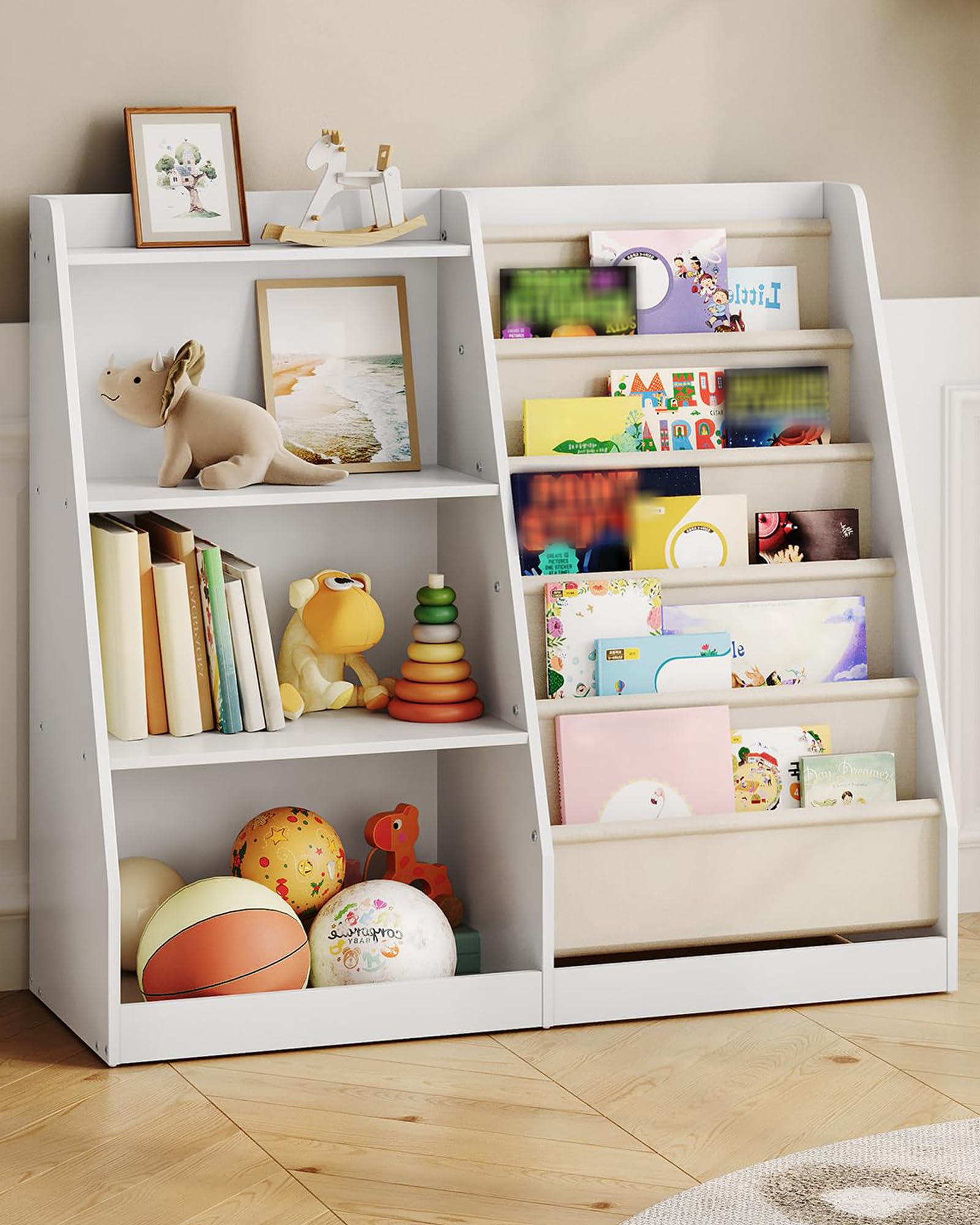 Kids Bookshelf and Toy Storage Organizer